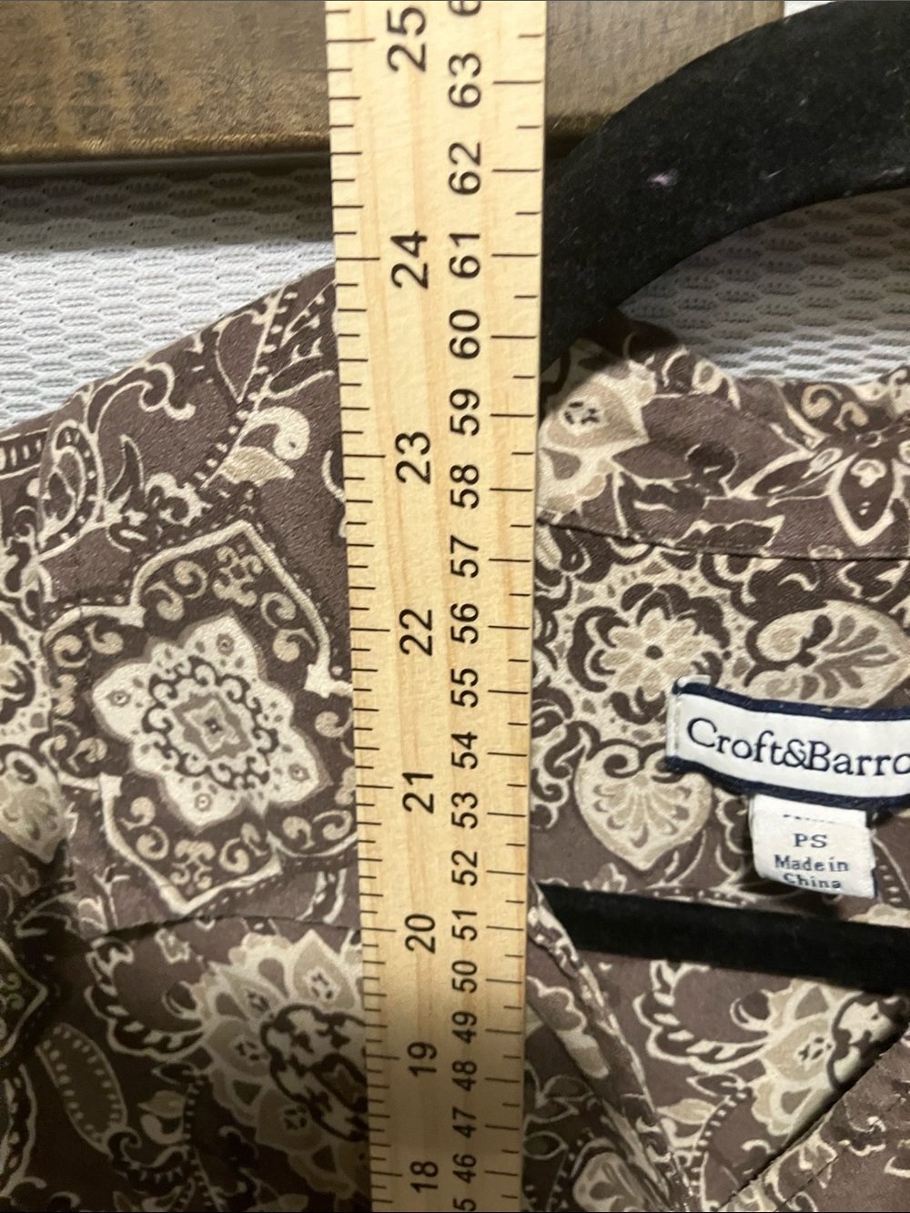 croft & barrow Brown and Cream Paisley Print Button-Front Shirt - Picture 6 of 8